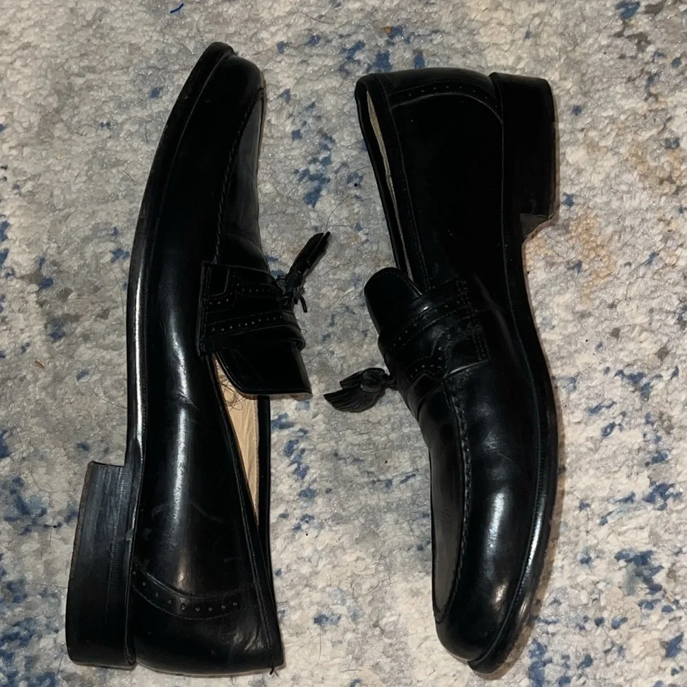 J. Murphy by Johnston & Murphy black leather tassels dress loafers Sz 8 1/2‎